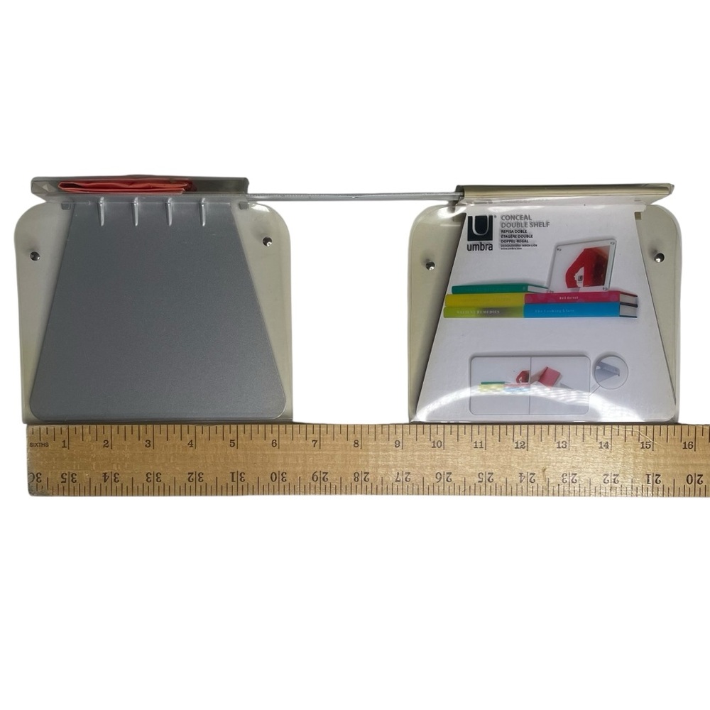 NEW Umbra Conceal Floating Double Book Shelf SEALED Wall Mount Invisible 2 Stack